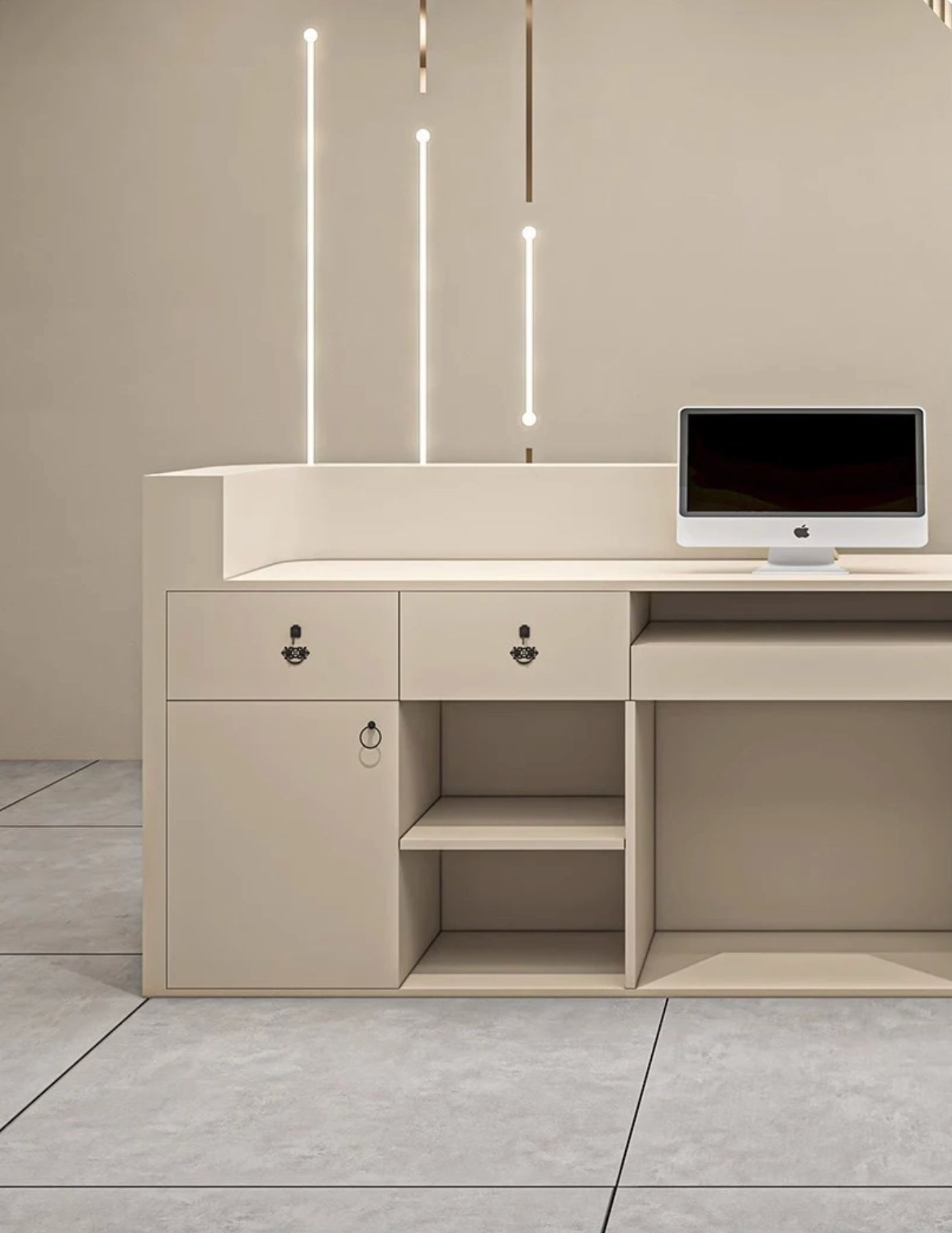 Lustra Edge Reception Desk – Modern Curved Front Counter
