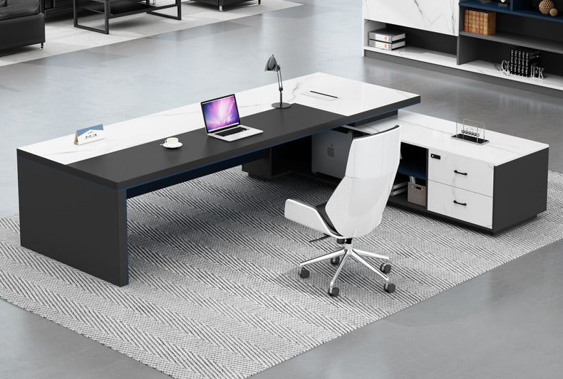Onyx Marquina L-Shaped Executive Desk