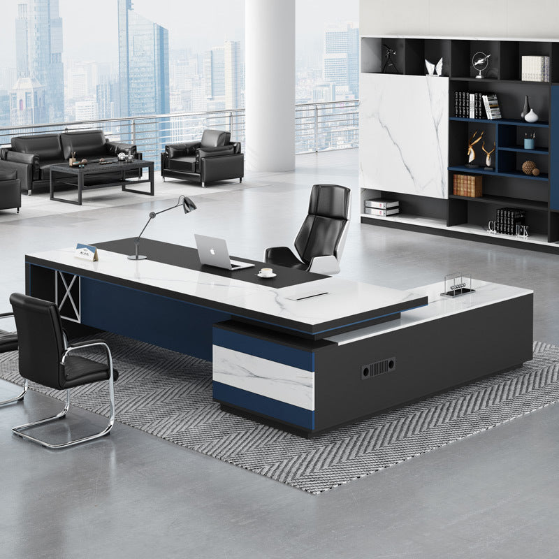 Onyx Marquina L-Shaped Executive Desk