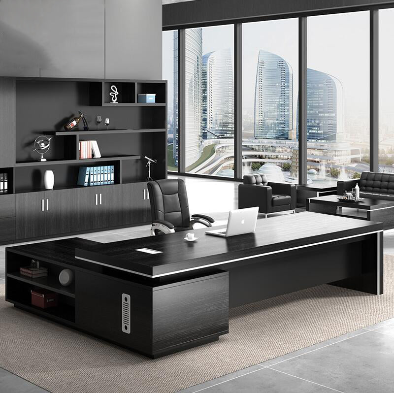 Jet Noir L-Shaped Executive Desk