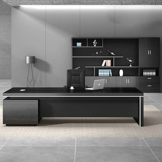 Jet Noir L-Shaped Executive Desk