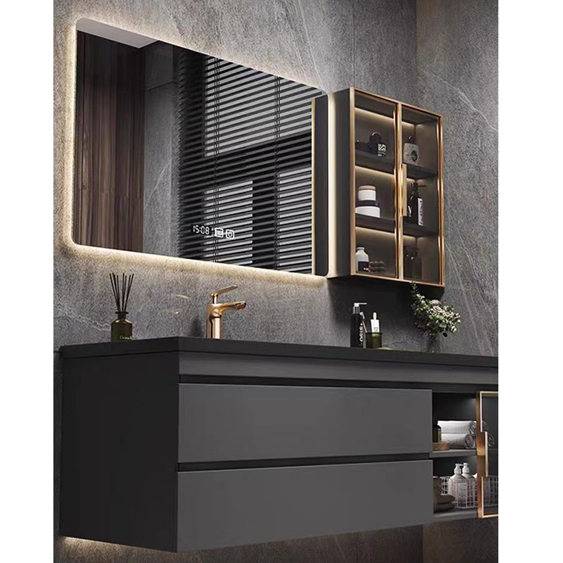 Nocturne Slate Smart Vanity Set with LED Mirror & Side Cabinet