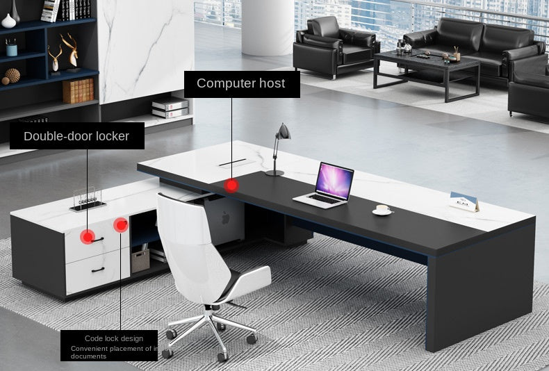 Onyx Marquina L-Shaped Executive Desk