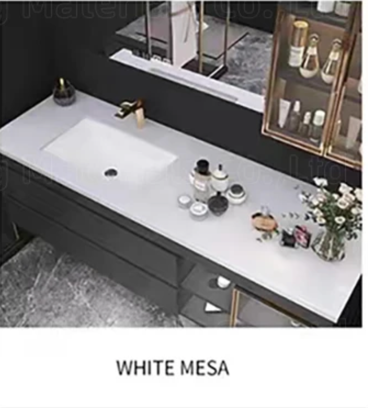 Nocturne Slate Smart Vanity Set with LED Mirror & Side Cabinet