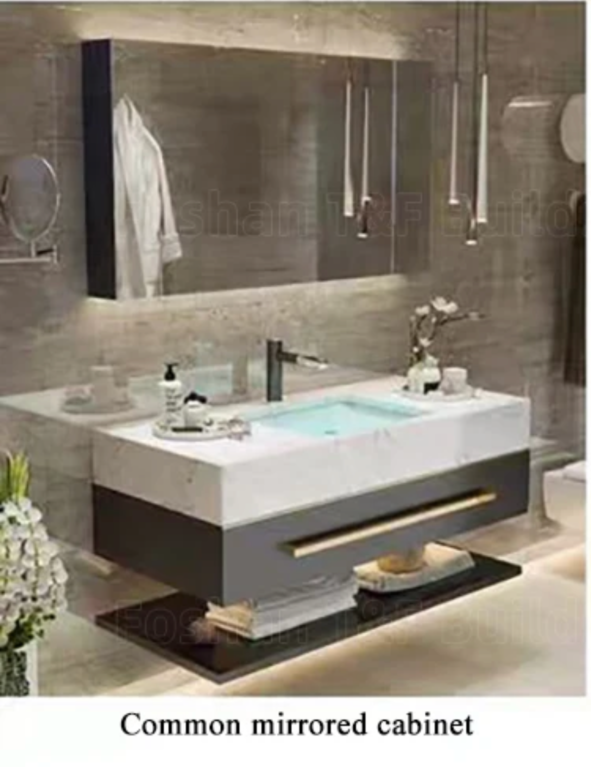 Modern Luxury Double Sink Bathroom Vanity with Smart LED Mirror & Sintered Stone Top – Wall-Mounted