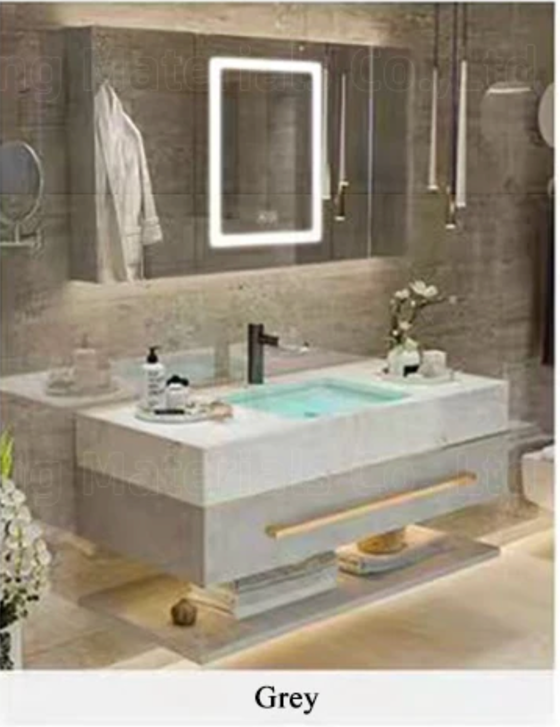 Modern Luxury Double Sink Bathroom Vanity with Smart LED Mirror & Sintered Stone Top – Wall-Mounted