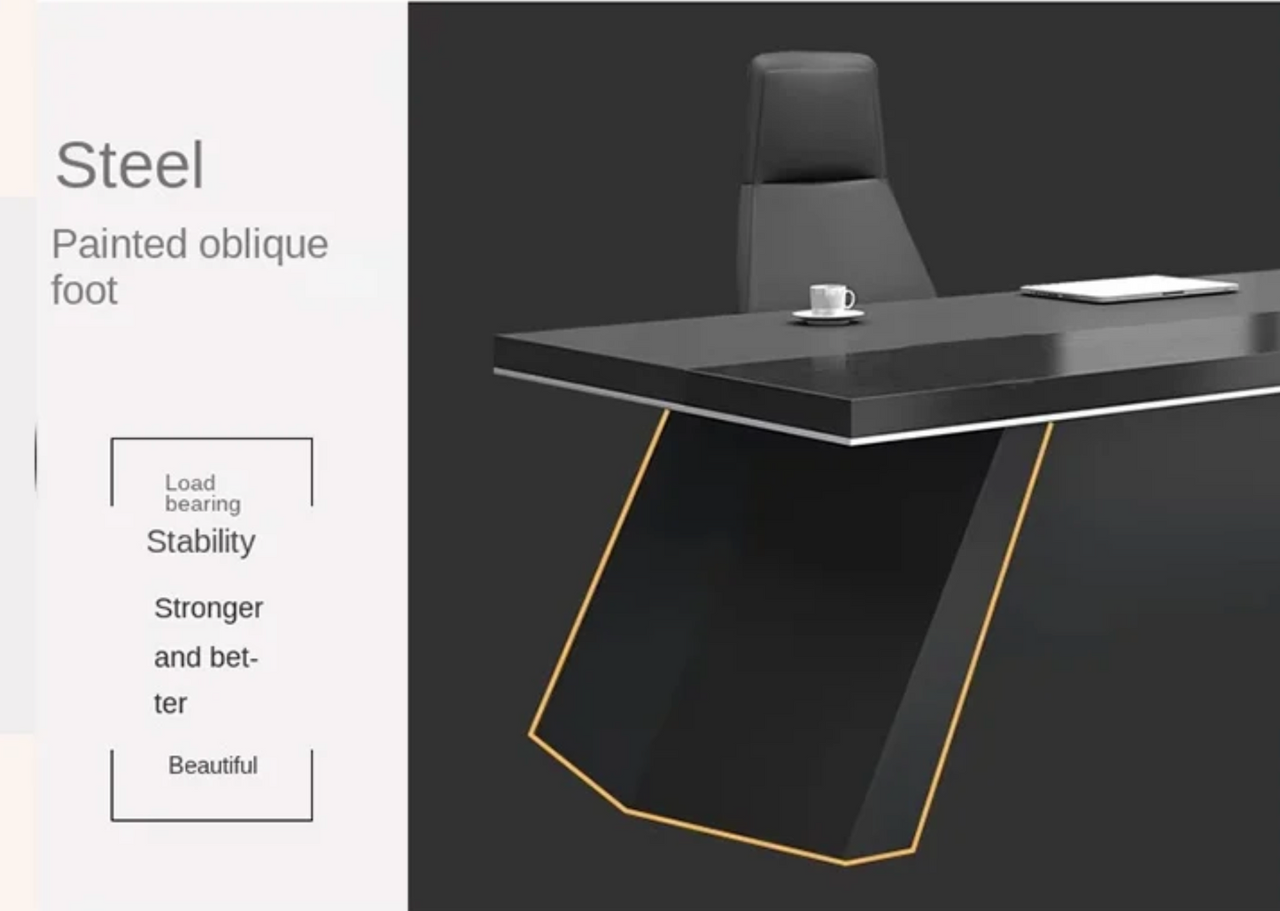 Obsidian L-Shaped Executive Desk