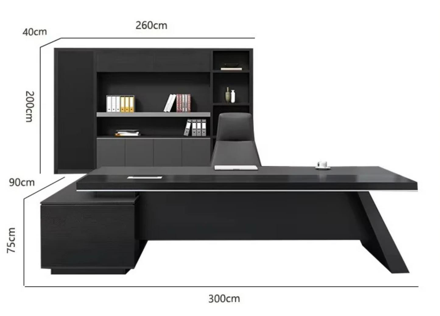 Obsidian L-Shaped Executive Desk