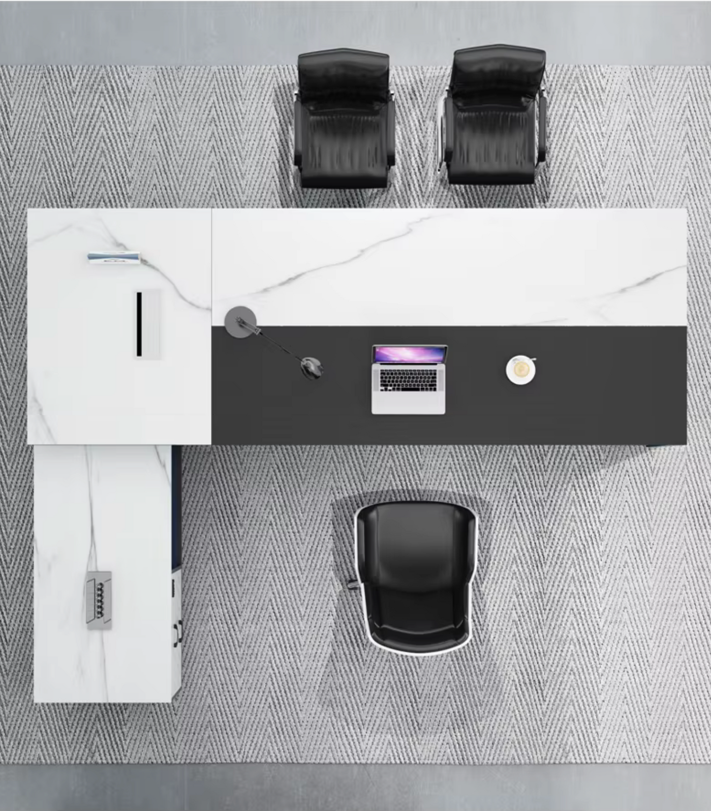 Onyx Marquina L-Shaped Executive Desk