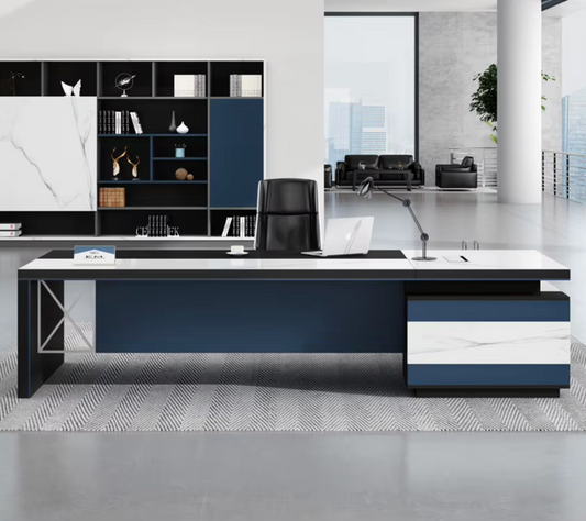 Onyx Marquina L-Shaped Executive Desk