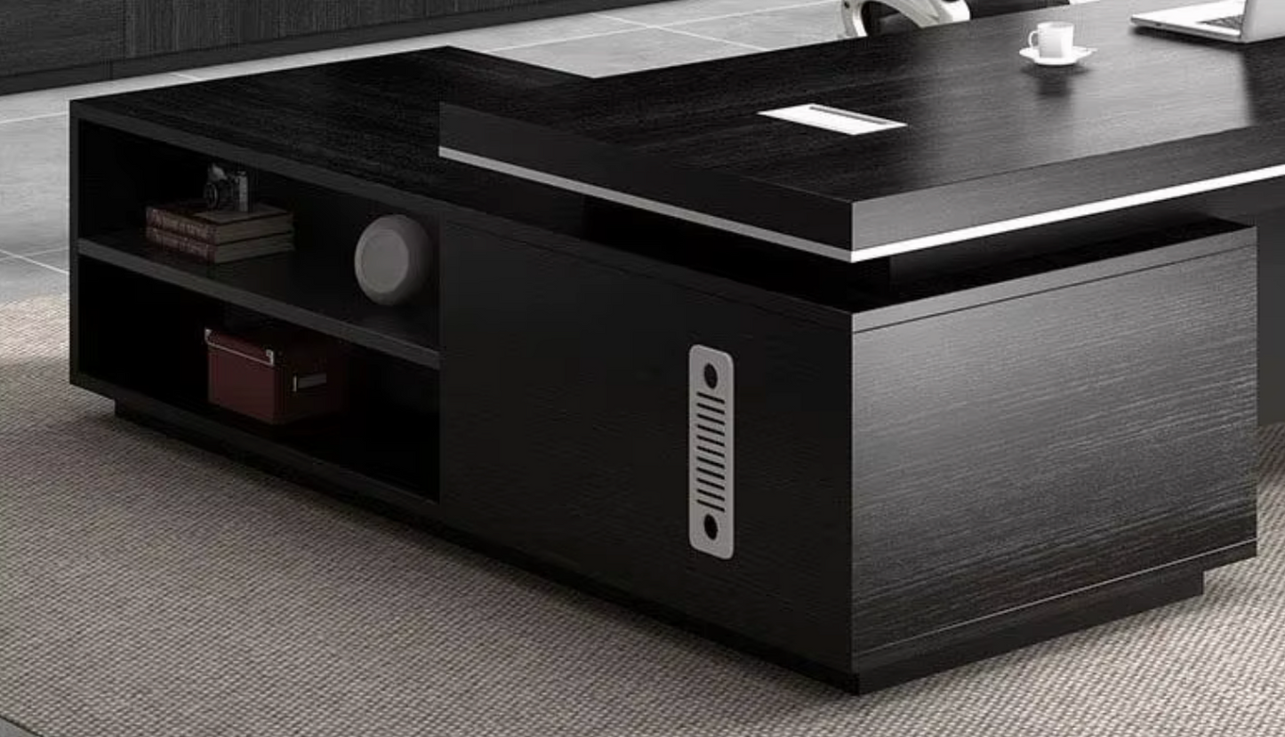 Jet Noir L-Shaped Executive Desk