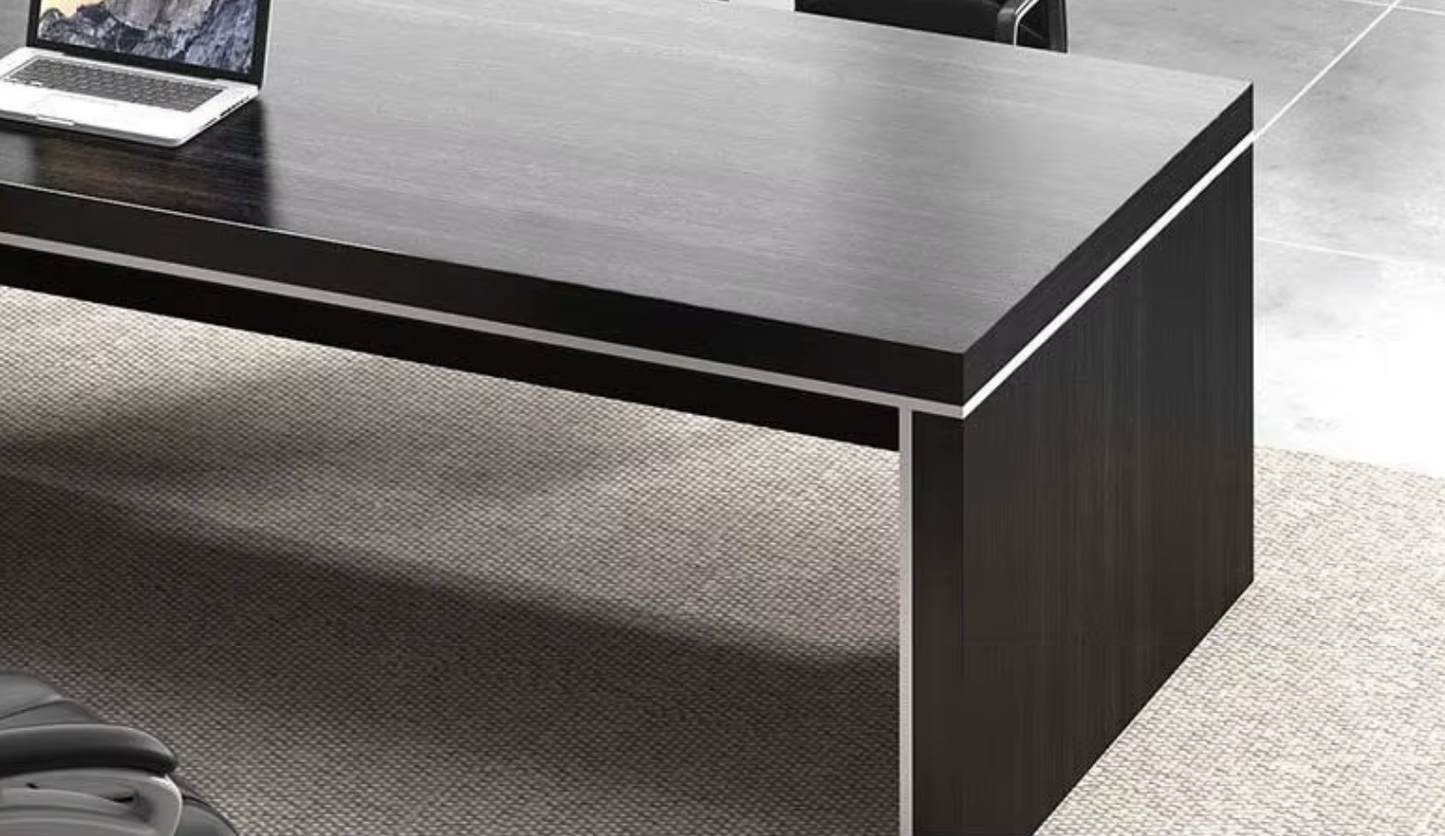 Jet Noir L-Shaped Executive Desk